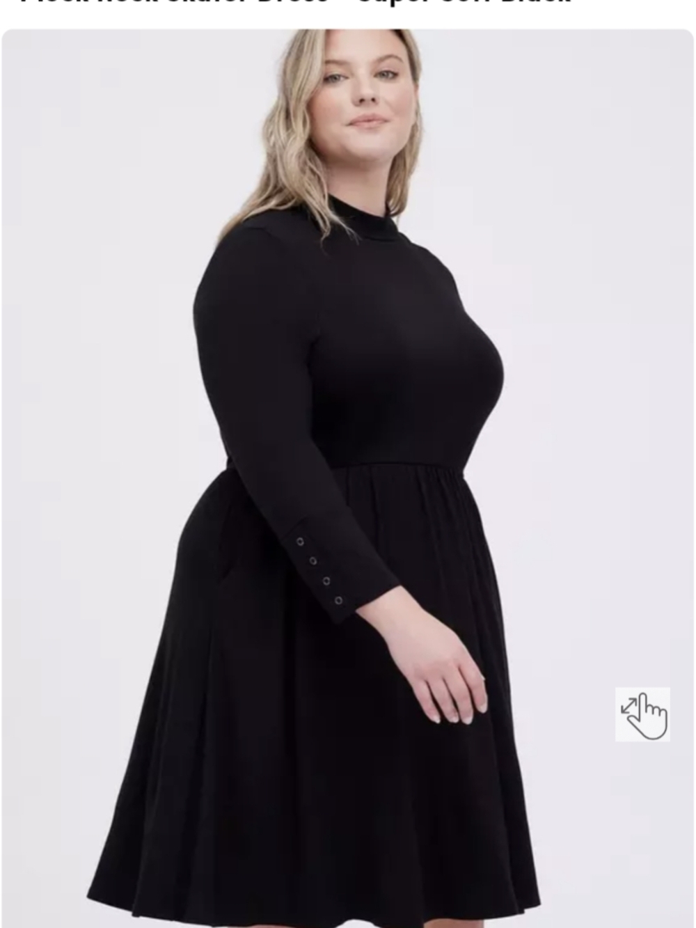 torrid Black Mock-Neck Long Sleeve Fit & Flare Dress